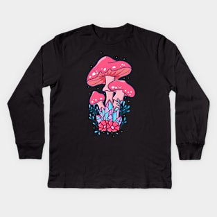 Mushroom and Crystals Kids Long Sleeve T-Shirt